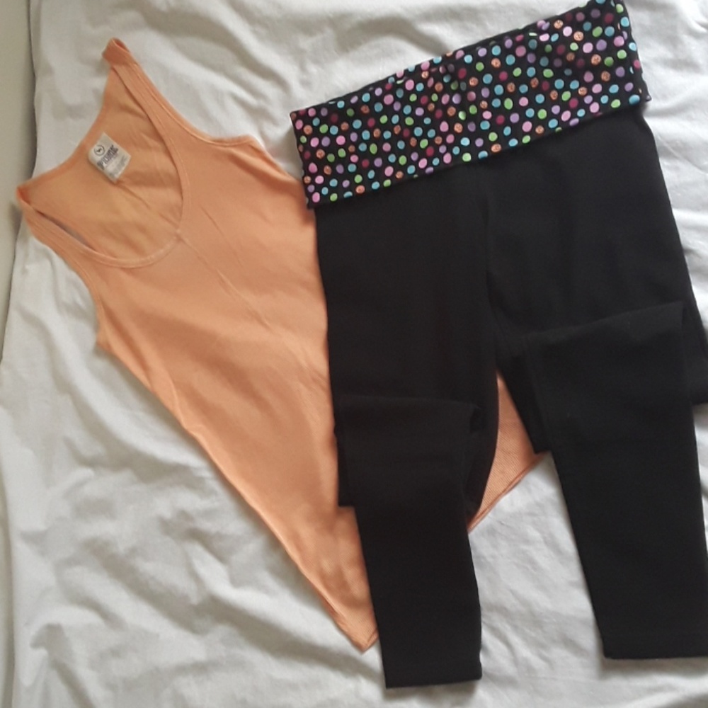 🧡V.S. PINK Outfit Set BEDAZZLED Yoga Pants sz S🧡 - Picture 4 of 6